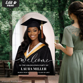 Custom Graduation Acrylic Arch Sign, Photo Welcome Acryl Bord