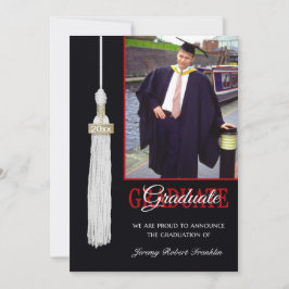 Custom Graduation Party nodigt Red & Black Tassel Kaart