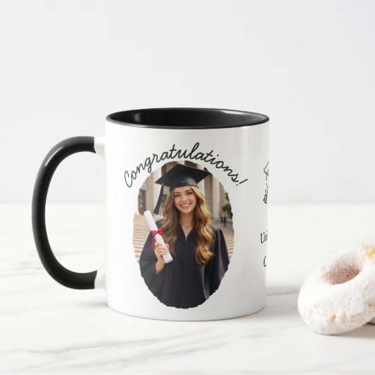Custom Graduation Photo Mug Congratulations (Avec donut)