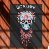 Custom Grappig Blauw Roze Halloween Suiker Schedel Poster
