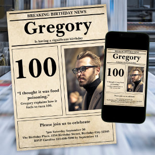 Custom Grappig Quote Retro Krant 100e Verjaardag Kaart