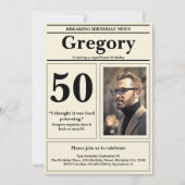 Custom Grappig Quote Retro Krant 50e Verjaardag Kaart (Voorkant)