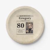 Custom Grappig Quote Retro Krant 80e Verjaardag Papieren Bordje (Voorkant)