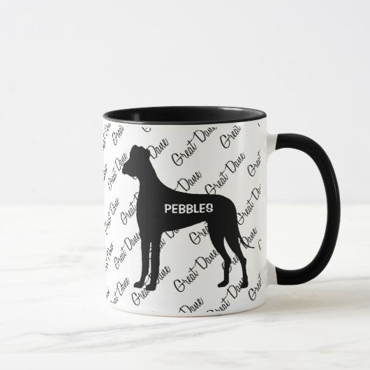 CUSTOM Great Dane Dog Silhouette Mok (Rechts)