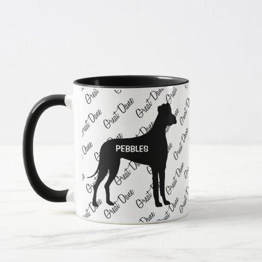 CUSTOM Great Dane Dog Silhouette Mok (Links)