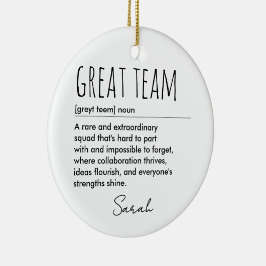 Custom Great Team Definition Personalized Keramisch Ornament (Rechts)