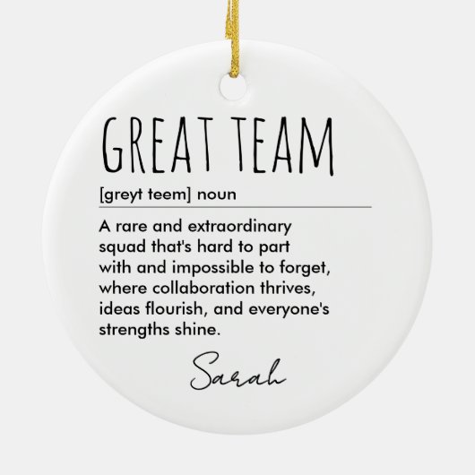 Custom Great Team Definition Personalized Keramisch Ornament (Achterkant)