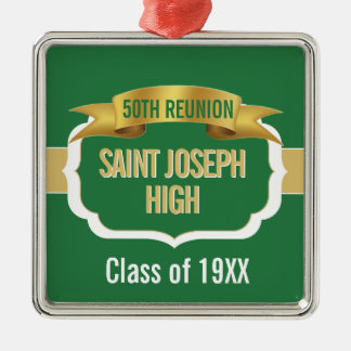 Custom Green 50th Class Reunion  Metalen Ornament