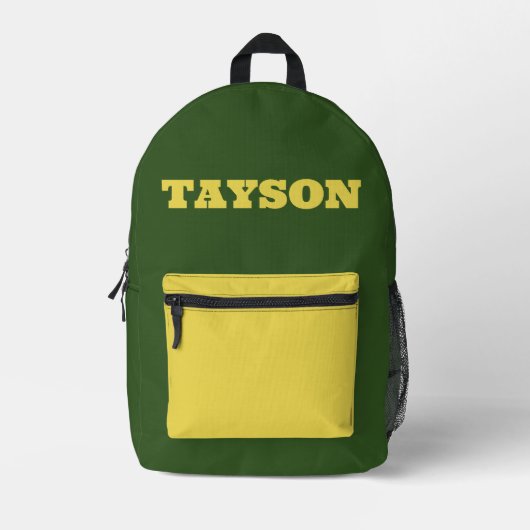 Custom Green and Yellow Bedrukte Rugzak (Voorkant)