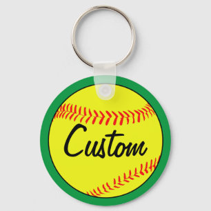 Custom Green Fastpitch Softball Team of Player Sleutelhanger