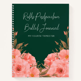 Custom Green Floral Postpartum Journal | New Moms Notitieboek