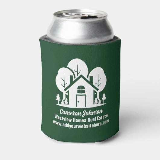 Custom Green Forest House Real Estate Company Blikjeskoeler (Blikje Achterkant)