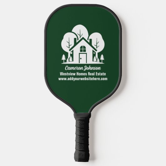 Custom Green Forest House Real Estate Company Pickleball Paddle (Achterkant)