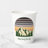 Custom Green Forest Mountain Party Papieren Bekers (Achterkant)
