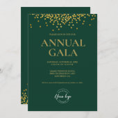 Custom green Gold confetti logo Gala corporate Kaart (Voorkant / Achterkant)
