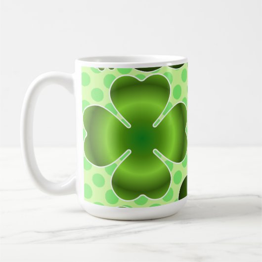 Custom Green Lucky Clover Pattern Gift Koffiemok (Links)