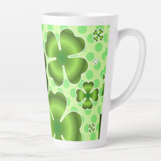 Custom Green Lucky Clover Pattern Gift Latte Mok (Rechts)
