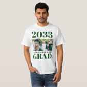 CUSTOM Green Modern Simple Script 2 Photo Afstudee T-shirt (Voorkant volledig)