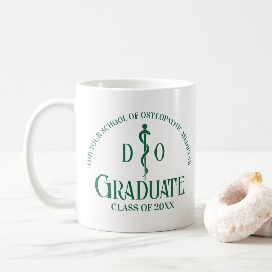 Custom Green Osteopathic Medical School Afstuderen Koffiemok (Met donut)