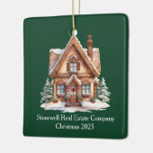 Custom Green Real Estate Business Kerstmis Keramisch Ornament (Links)