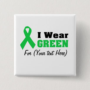 Custom Green Ribbon Awareness Vierkante Button 5,1 Cm