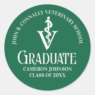 Custom Green Veterinaire School Graduation Party Ronde Sticker