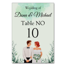 Custom green watercolor flowy wedding kaart