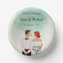 Custom green watercolor flowy wedding papieren kommen