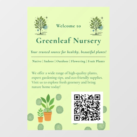 Custom Greenleaf Nursery Branding Raamsticker (Vel)
