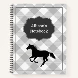Custom Grey Buffalo Plaid Horse Pony Notitieboek