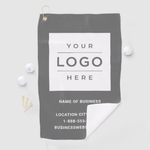 Custom Grey Business Logo Company Branded Golfhanddoek