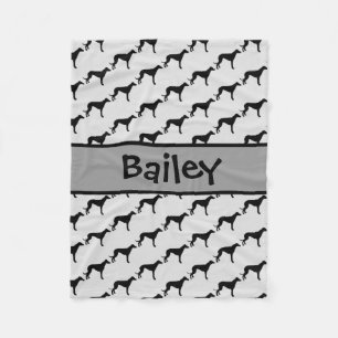 Custom Greyhound Dog Silhouette Fleece Deken