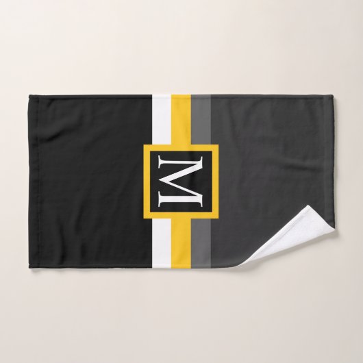 Custom Grijs Geel Wit Zwart Kleurenblok Handdoek (Handdoek)