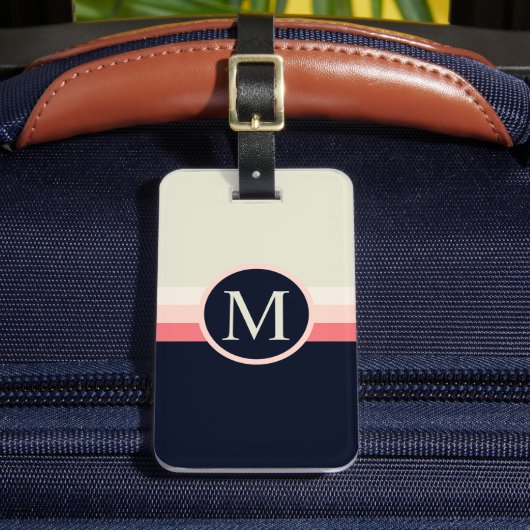 Custom grijs roze perzik zwart kleurenblok bagagelabel (Voorkant Insitu 2)