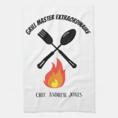 Custom Grill Master Buitengewone grappige geschenk Theedoek (Verticaal)