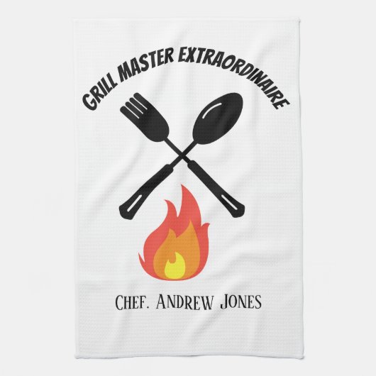 Custom Grill Master Buitengewone grappige geschenk Theedoek (Verticaal)