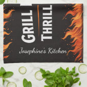 Custom Grill Master Thrill Caster BBQ Fire Dad Nam Theedoek (Gevouwen)