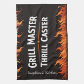 Custom Grill Master Thrill Caster BBQ Fire Dad Nam Theedoek (Verticaal)