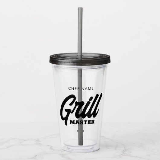 Custom Grill Master tumbler cup voor BBQ chef Acryl Drinkbeker (Voorkant)