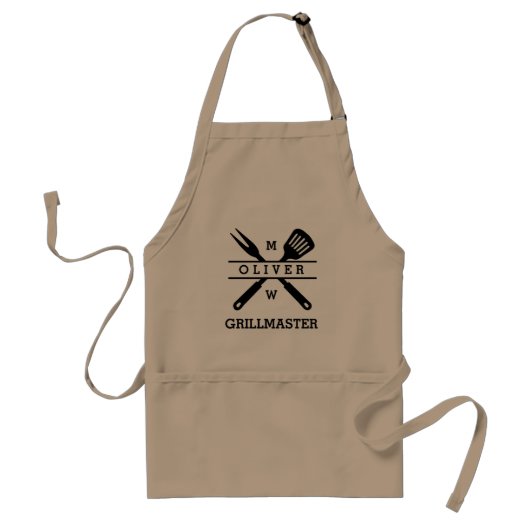 Custom Grillmaster met naam elegant en modern Standaard Schort (Voorkant)