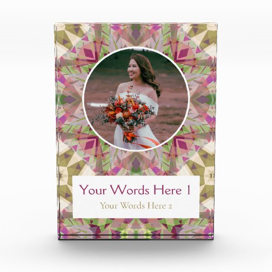 Custom Groen Roze Paarse Sterren Wedding Pas getro Fotoblokken (Voorkant)