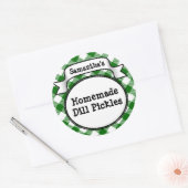 Custom Groene Gingham Pickle Jar/Lid Label (Envelop)