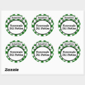 Custom Groene Gingham Pickle Jar/Lid Label (Vel)