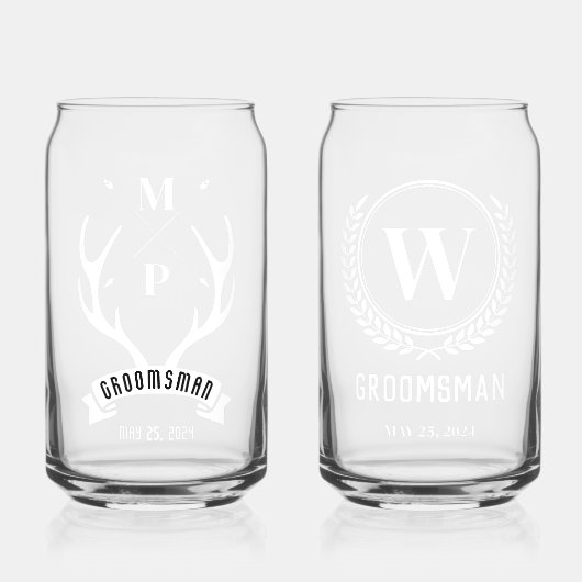 Custom Groomsman Bierglazen set van 2 Blikvorm Glas (Voorkant)