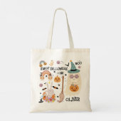 Custom Groovy Retro Halloween Kinder Spooky Snoep Tote Bag (Achterkant)