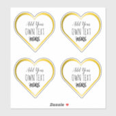 Custom Grote Clear Gold Heart Stickers (Vel)