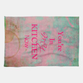 Custom Grunge roze keukenhanddoek (Horizontaal)