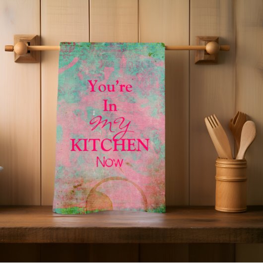 Custom Grunge roze keukenhanddoek