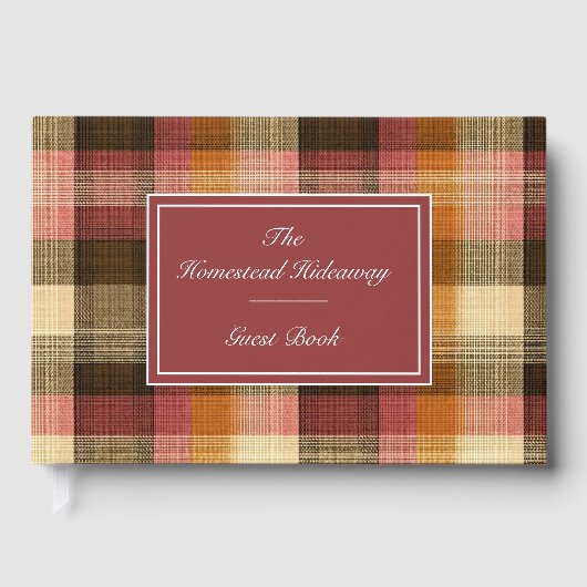 Custom Guest Book Gingham Style Vacation Rentals Gastenboek (Voorkant)