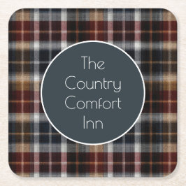 Custom Guest Coaster Gingham Vacation Rentals Vierkante Kartonnen Onderzetter